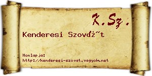 Kenderesi Szovát névjegykártya